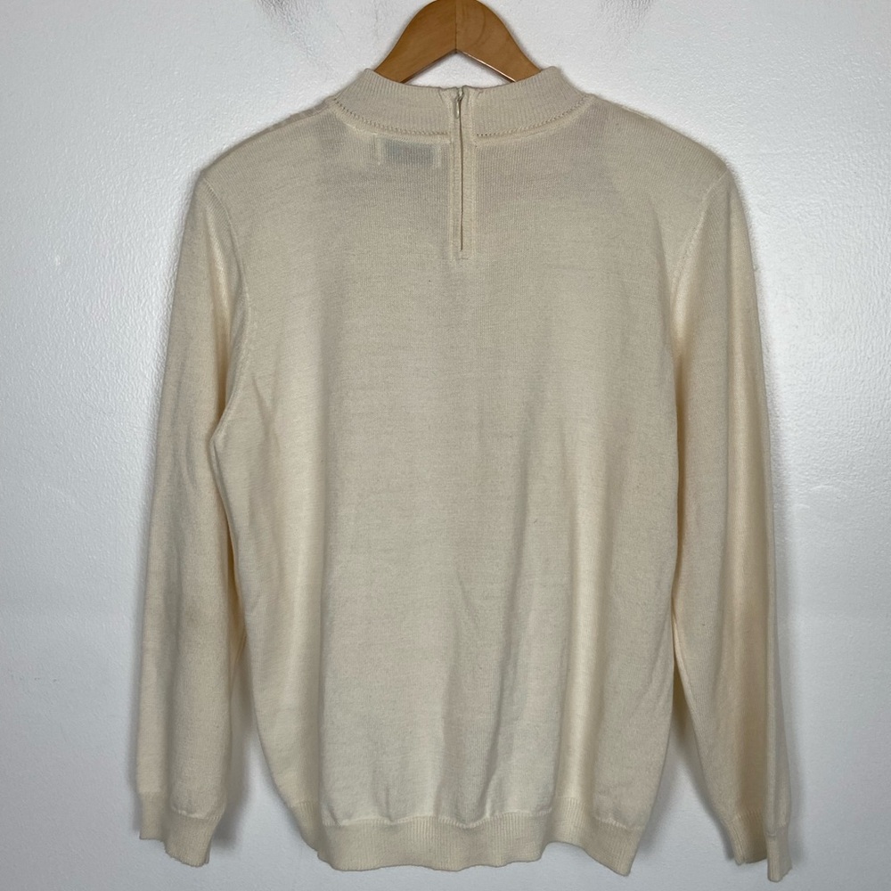 Alfred Dunner Wool Blend Embroidered Sweater Mock Neck Size L Preppy Cottagecore - Picture 6 of 13